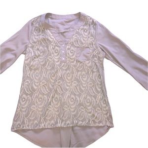 Lightweight Women’s Large Gray Blouse With Lace Embroidery